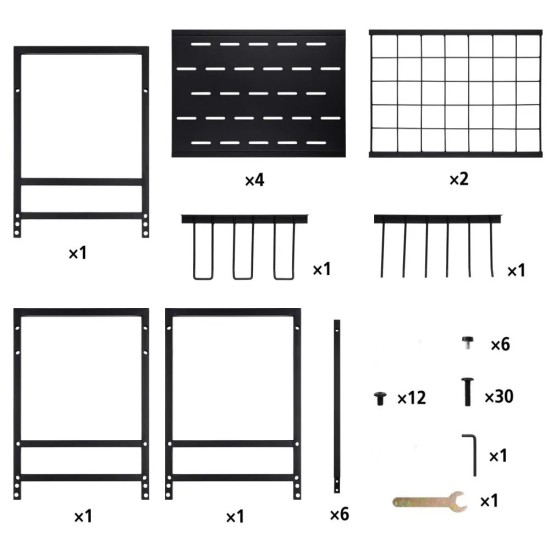 6 Tier Garden Tool Organizer Heavy Duty Metal Garage Storage Rack for Yard & Shed